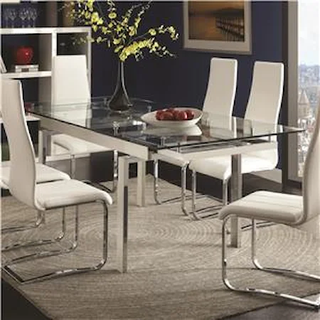 Contemporary Glass Dining Table with Leaves